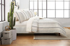 AVERO™ Ticking Stripe Cotton Quilt, Off-White, Full/Queen, All Ages - AVERO™