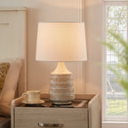 AVERO™ 17 in Reactive Glaze Ceramic Table Lamp with White Fabric Shade - AVERO™