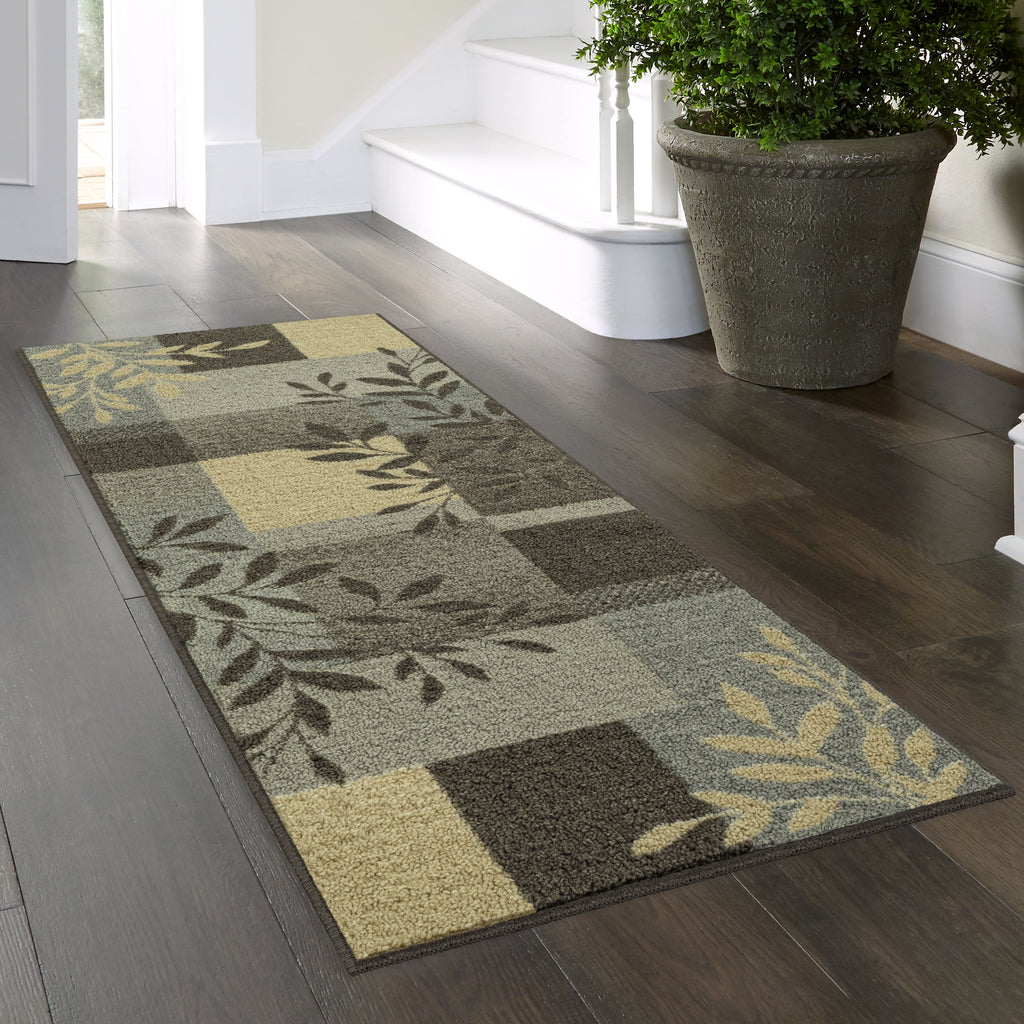 AVERO™ (2 pack) Gray Leaf Block Print Indoor Accent Rug, 2'6" x 3'10", For Home Decor - AVERO™