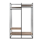AVERO™ Jace Freestanding Metal 2-Rod Garment Clothes Rack with 4 Wooden Shelves, Black - AVERO™