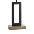 AVERO™ 18 in Metal Windowpane Table Lamp, Black Finish with Faux Wood Base - AVERO™