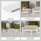 AVERO™ Ezra 4-Piece Outdoor HDPE Conversation Set, White with Neutral Palm Cushions - AVERO™