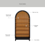 AVERO™ Juliet Open Arch Bookcase, Rich Black and Light Honey - AVERO™