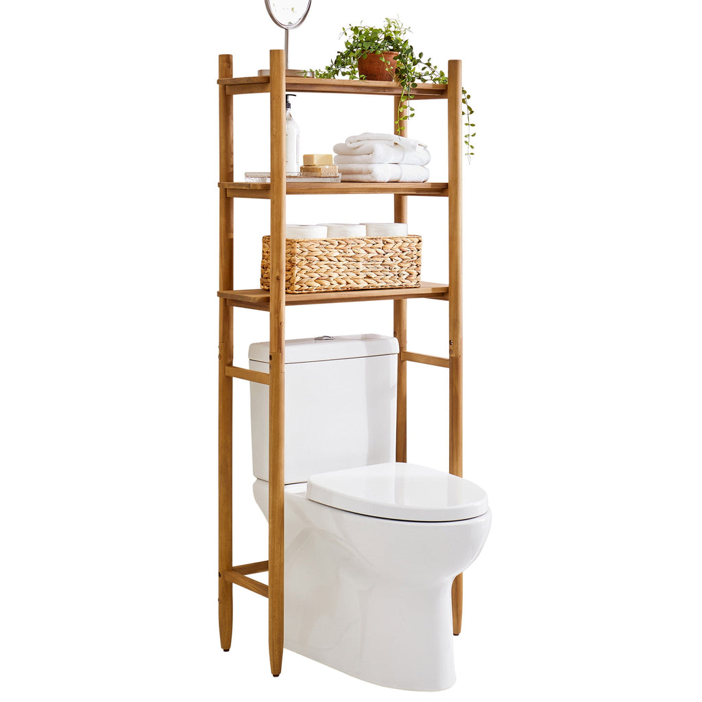 AVERO™ Springwood Acacia Wood over-the-Toilet Space Saver Cabinet, 3 Shelves, Honey - AVERO™