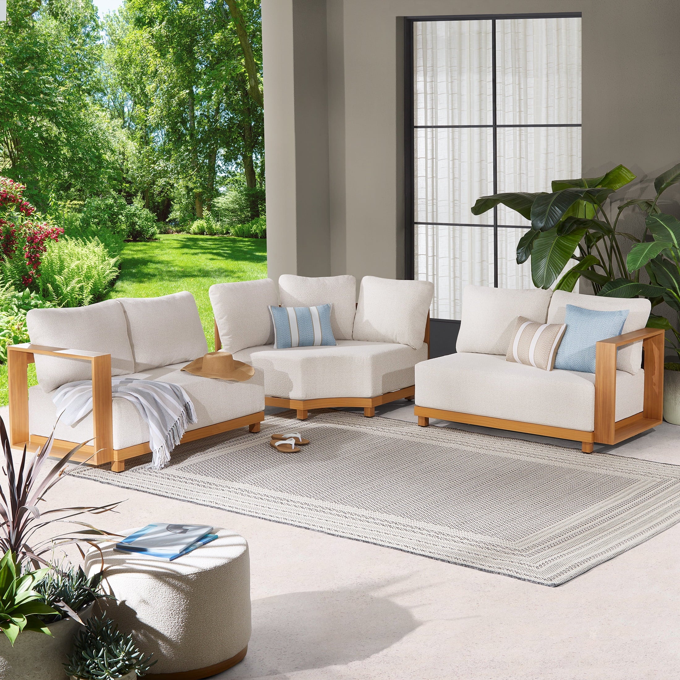 AVERO™ Juliet Outdoor Corner Chair with Patio Cover, Beige - AVERO™