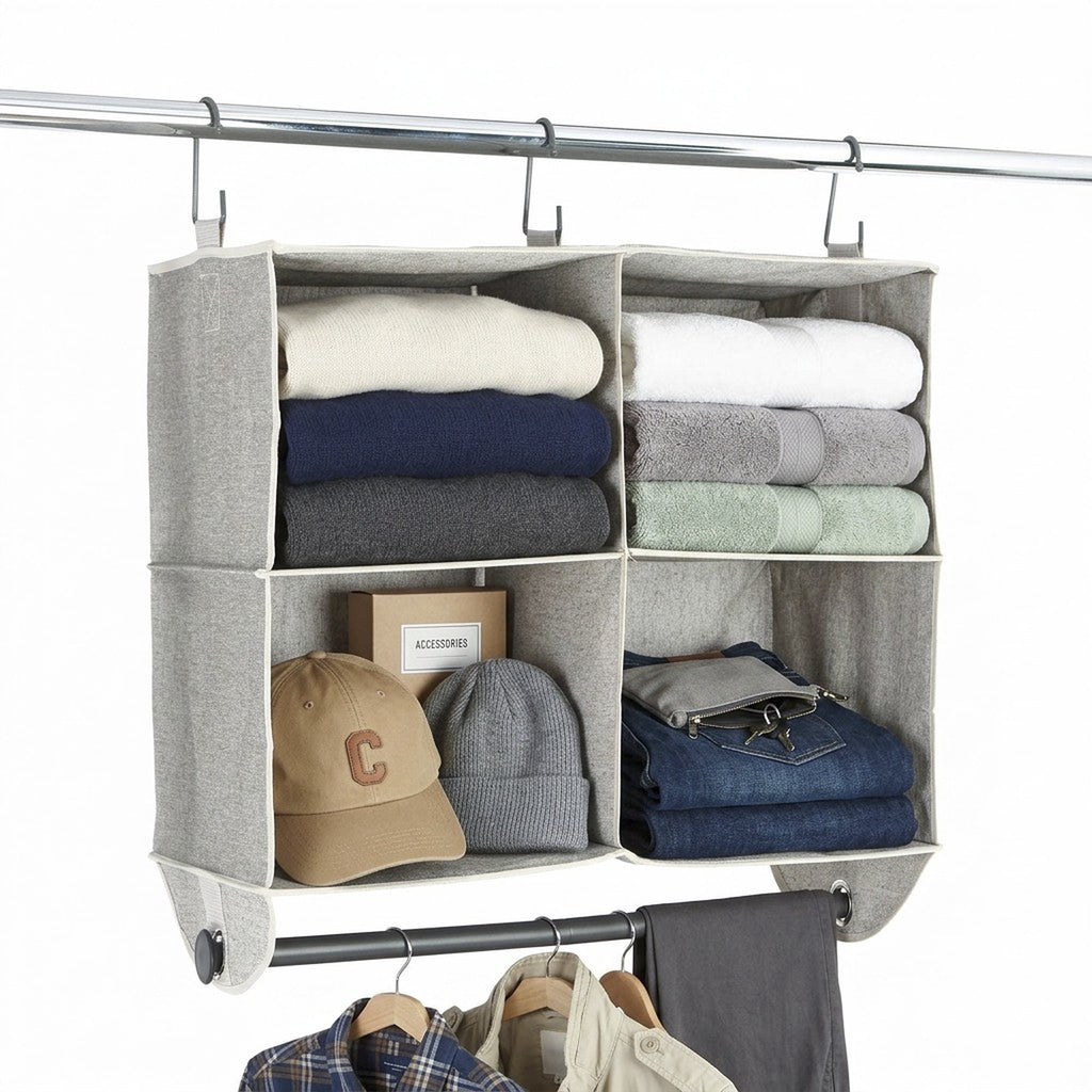 AVERO™ (2 pack) 4-Shelf Gray Hanging Closet Organizer with Rack - AVERO™