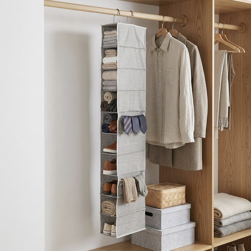 AVERO™ (2 pack) Gray 10-Shelf Hanging Closet Organizer with Side Pockets - AVERO™