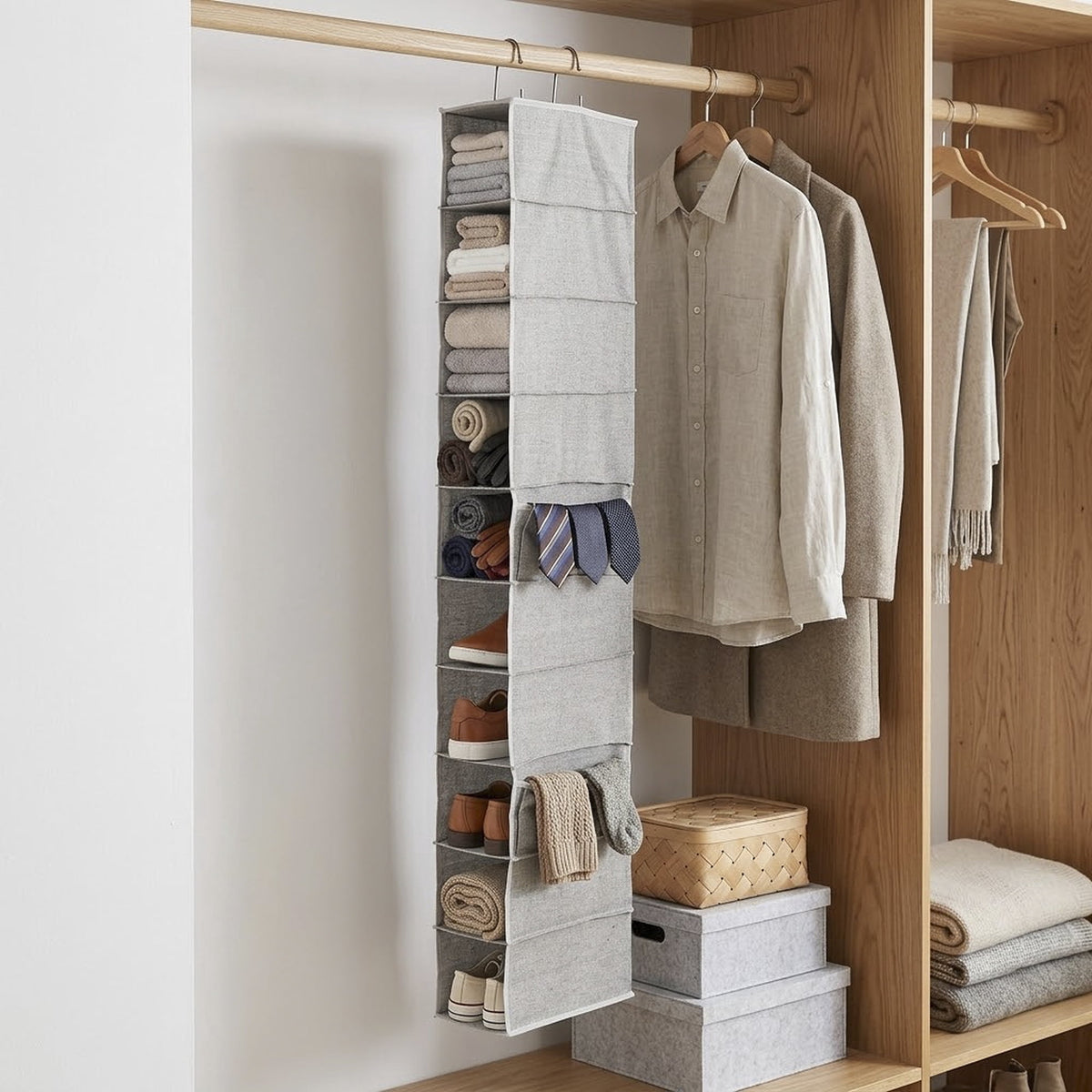 AVERO™ (2 pack) Gray 10-Shelf Hanging Closet Organizer with Side Pockets - AVERO™
