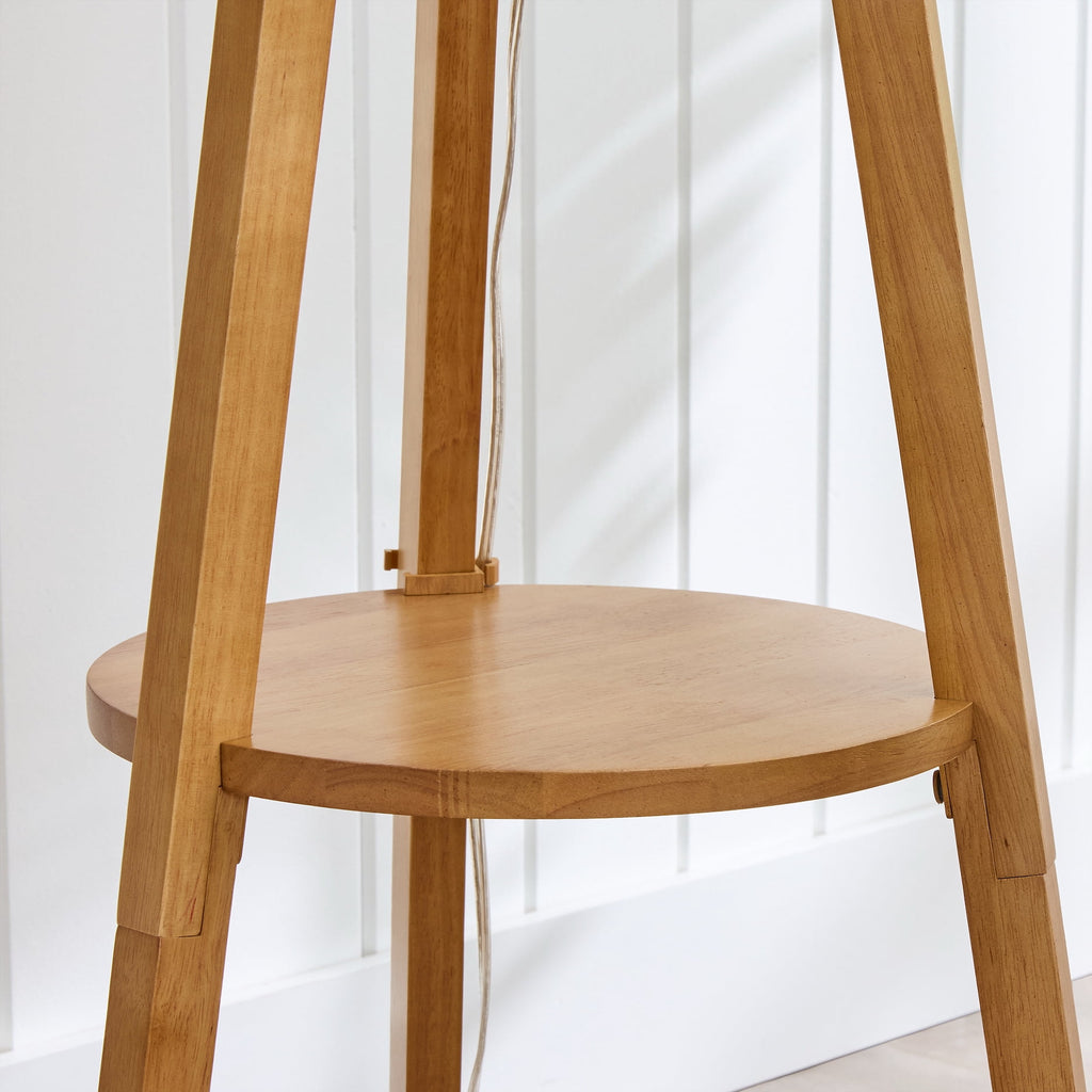 AVERO™ 63 in Natural Wood Tripod Floor Lamp with Pleated Shade - AVERO™