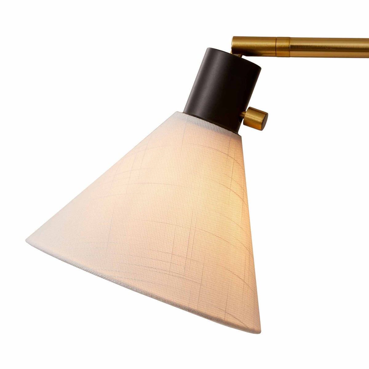 AVERO™ 68"H Metal Floor Lamp with Adjustable Dual Shades, Black and Gold Finish, White Linen Shades - AVERO™