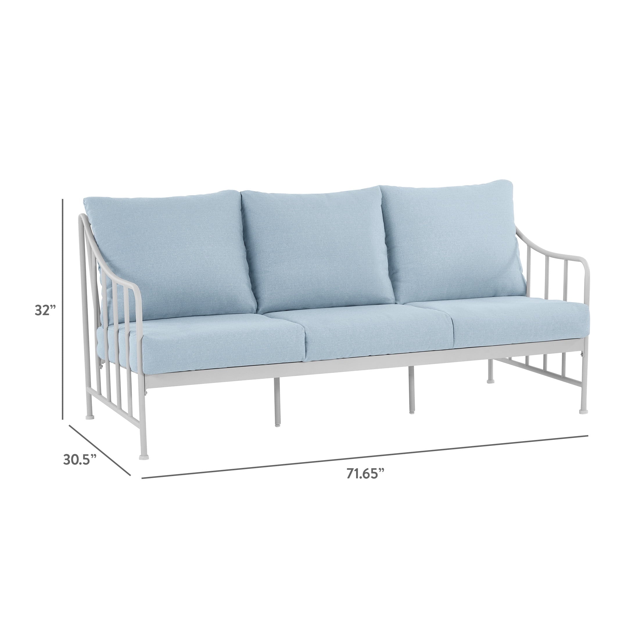 AVERO™ Aubrey Outdoor Metal Sofa with Blue Cushion - AVERO™