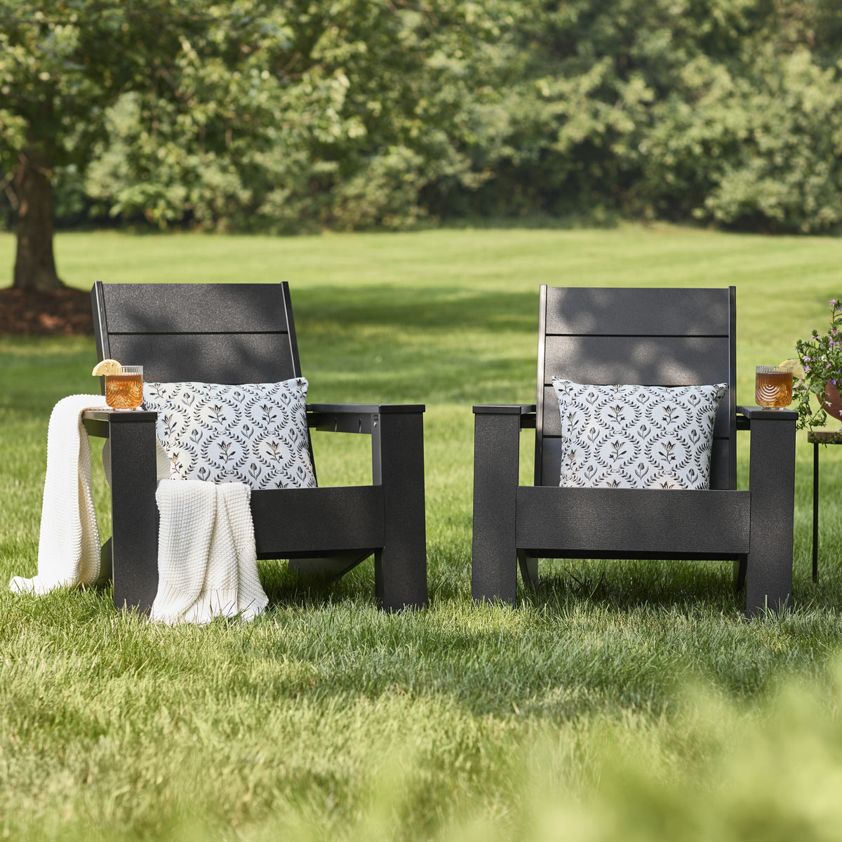 AVERO™ Ezra Outdoor HDPE Adirondack Chair, Black - AVERO™