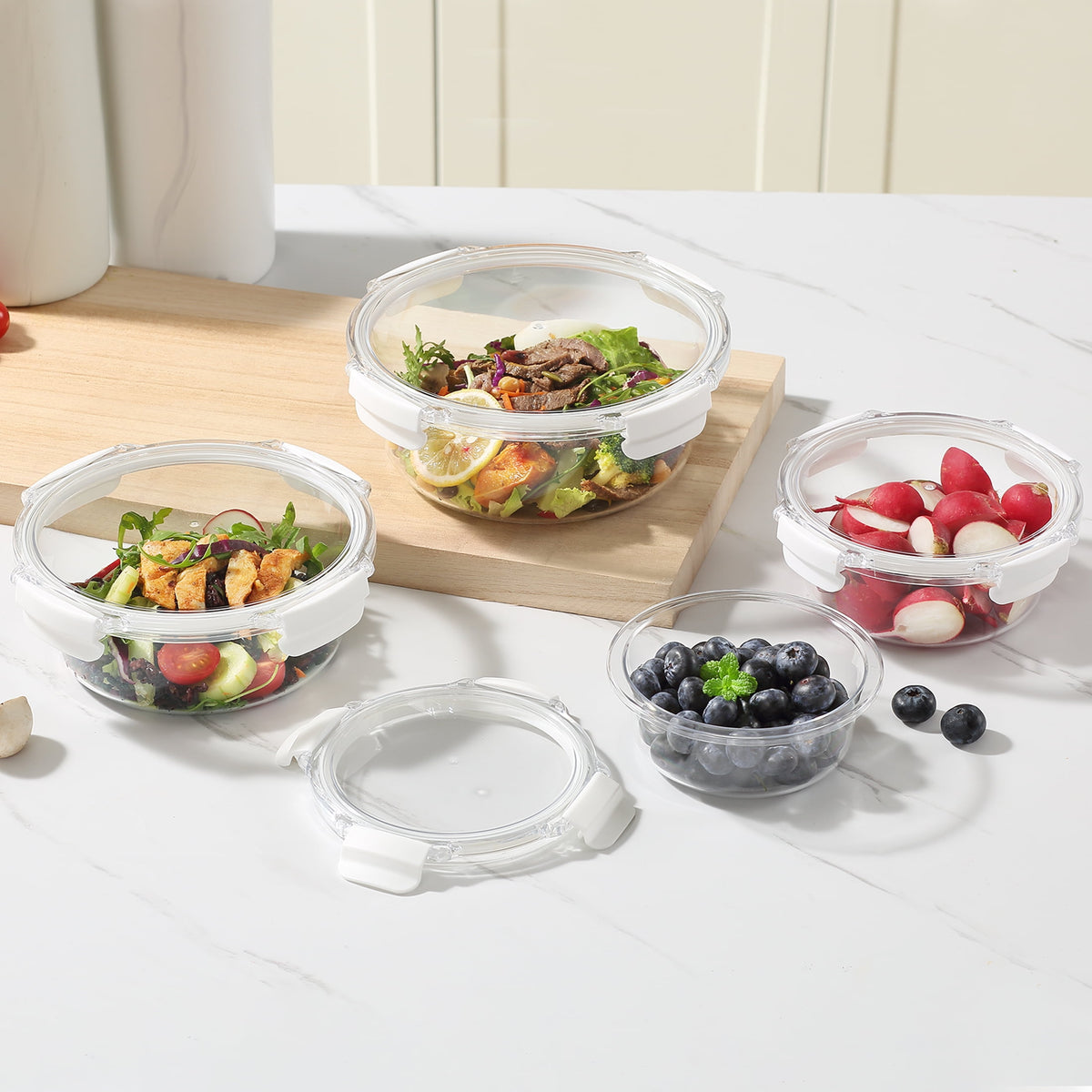 AVERO™ Round Tritan Food Storage Container with Tritan Lid. Set of 4, 8 Pieces - AVERO™