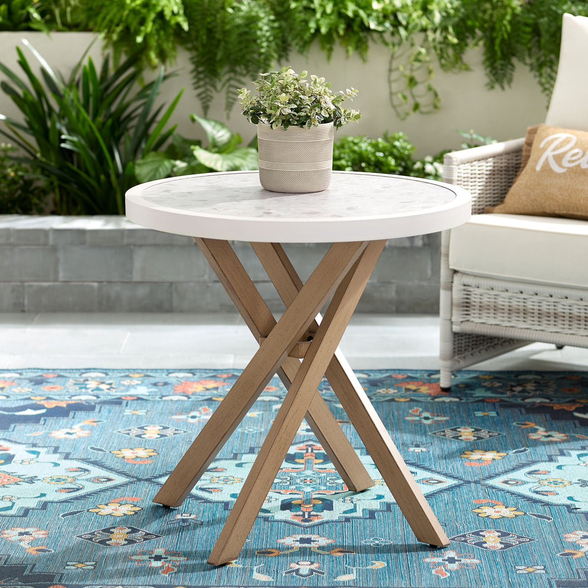 AVERO™ Paige 3-Piece Outdoor Wicker Bistro Set, White - AVERO™