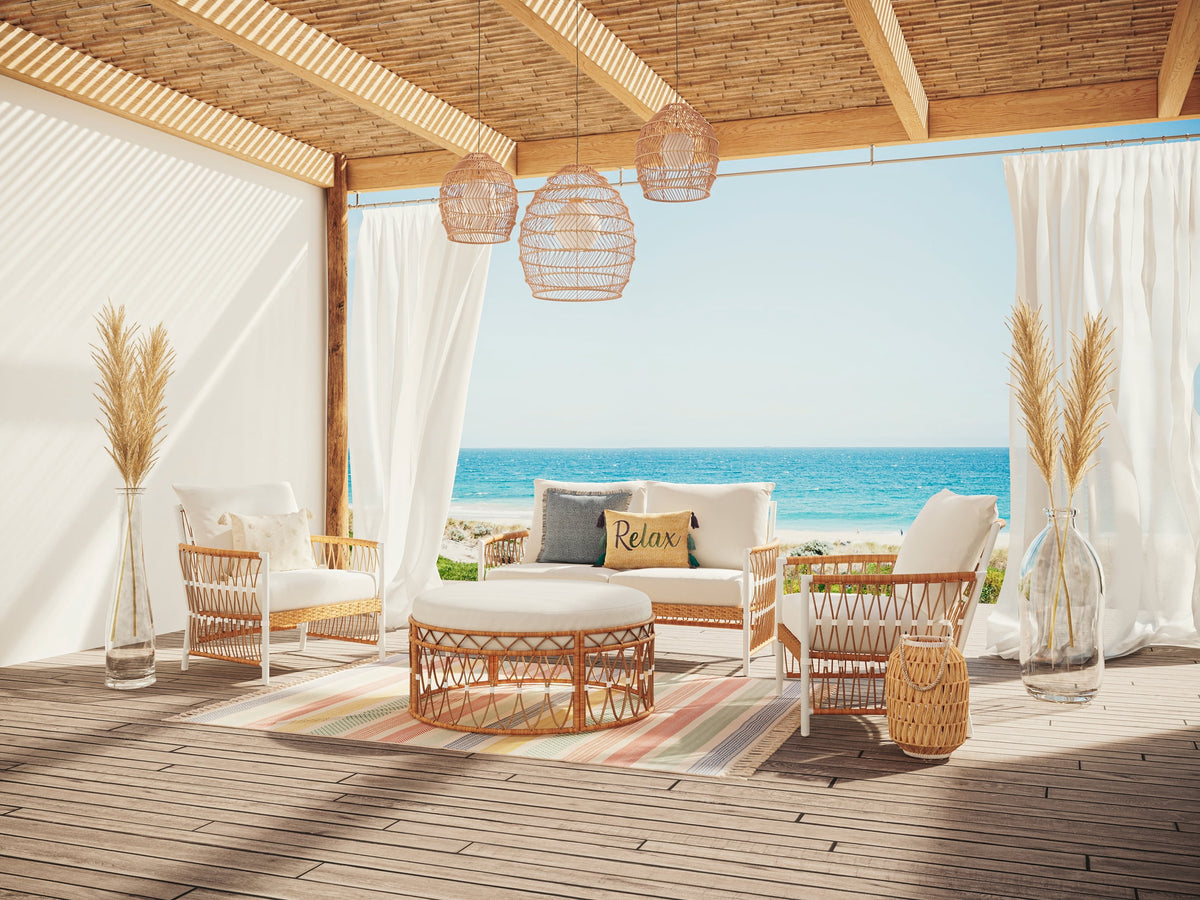 AVERO™ Lilah Outdoor Wicker Loveseat with White Cushions - AVERO™