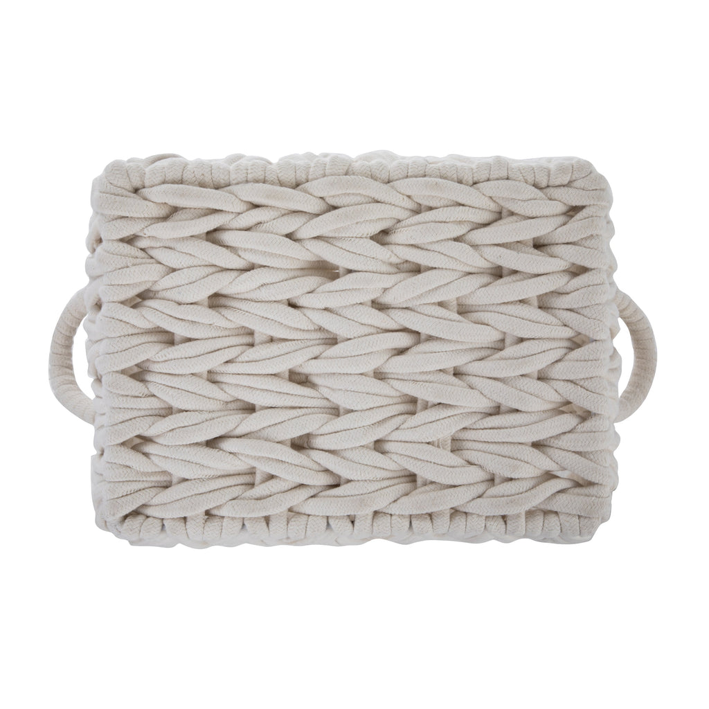 AVERO™ (2 pack) Medium White Woven Rope Decorative Storage Basket with Handles, 14.3 in x 11 in x 9 in - AVERO™