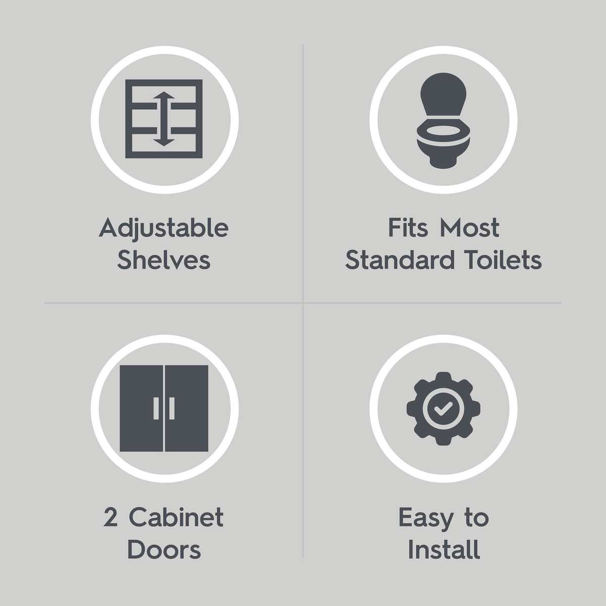 AVERO™ Juliet over-the-Toilet Space Saver Cabinet, 2 Adjustable Shelves, Black - AVERO™