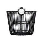 AVERO™ Large Black Poly Rattan Storage Baskets with Handles, Set of 2 - AVERO™