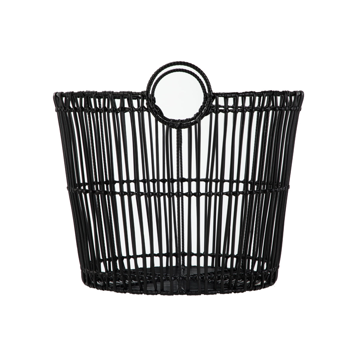 AVERO™ Large Black Poly Rattan Storage Baskets with Handles, Set of 2 - AVERO™