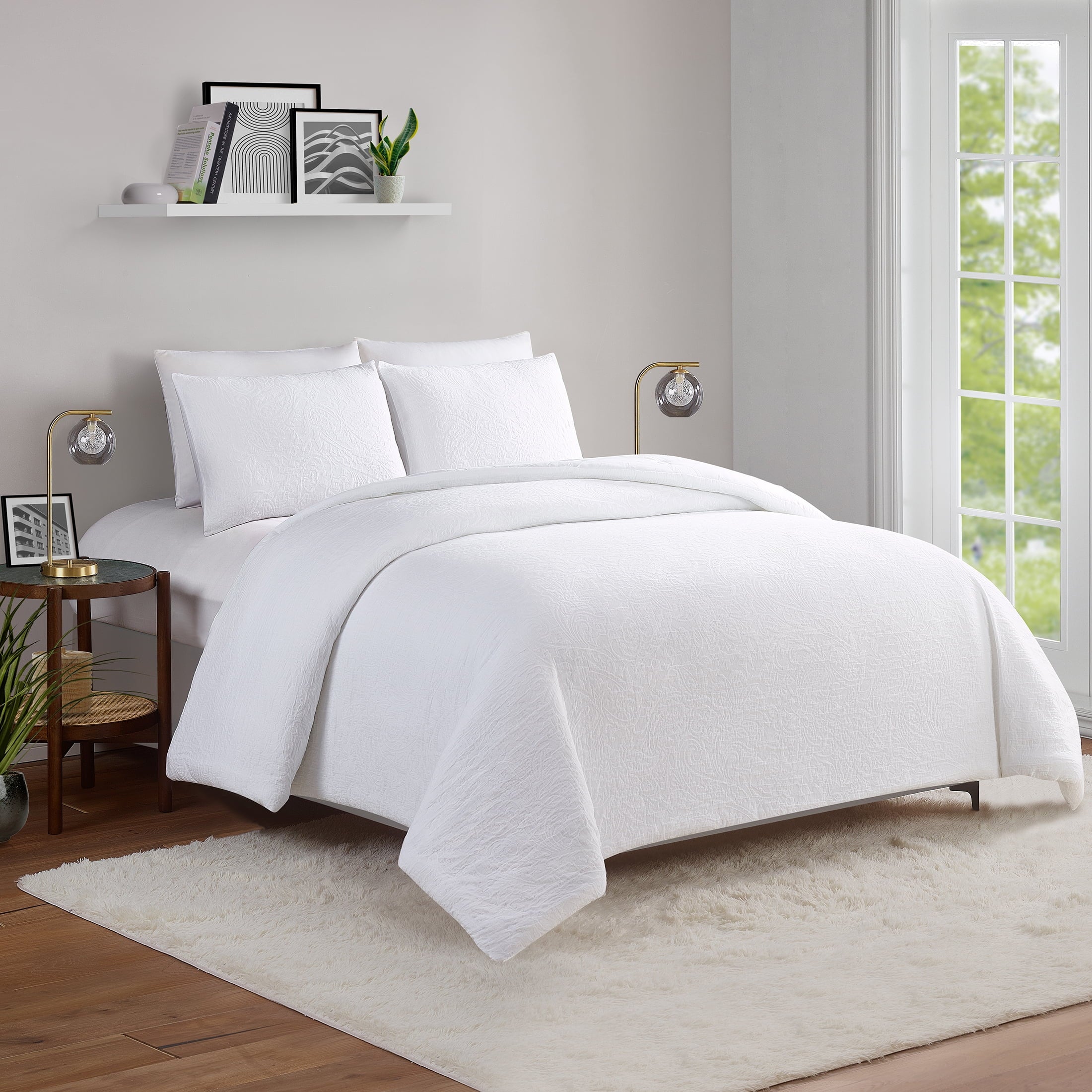 AVERO™ 3-Piece White Paisley Matelasse Comforter Set, Full/Queen - All-Season Bedding - AVERO™