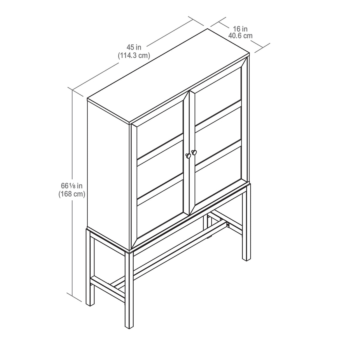 AVERO™ Ezra China Cabinet, Light Honey Finish and Black Stand - AVERO™