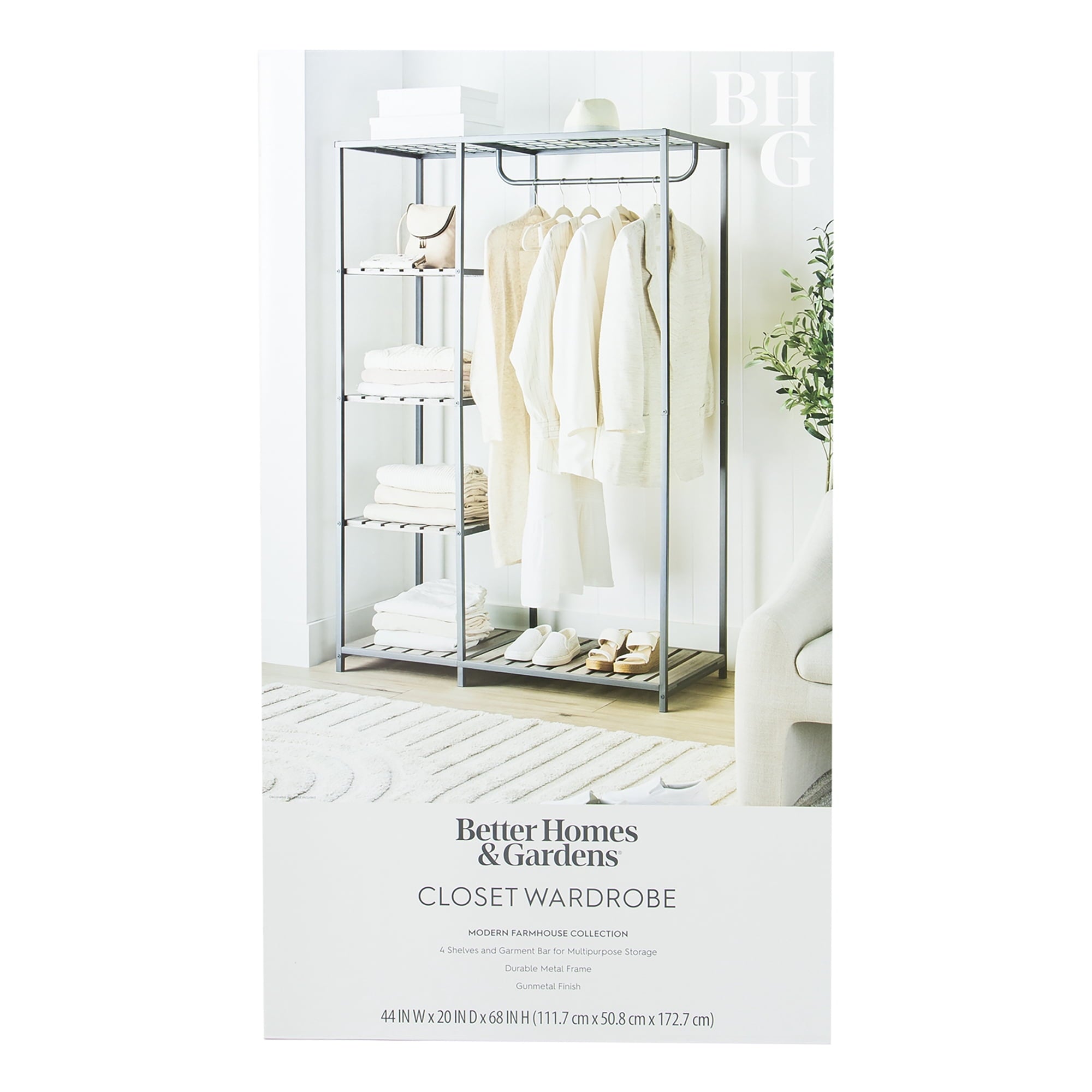 AVERO™ Farmhouse Style Gray Wood and Metal Clothes Rack with Garment Rod - AVERO™