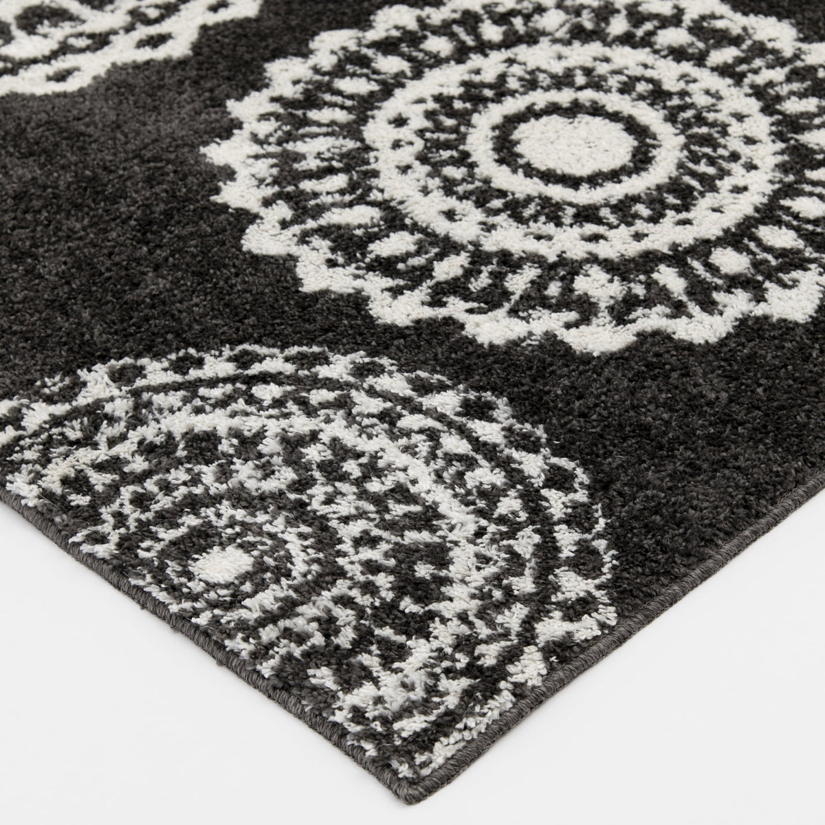 AVERO™ 9'X12' Charcoal Gray Medallion Shag Indoor Area Rug - AVERO™