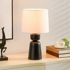 AVERO™ Wood Totem Table Lamp with White Linen Shade, 10"L x 10"W x 18"H - AVERO™