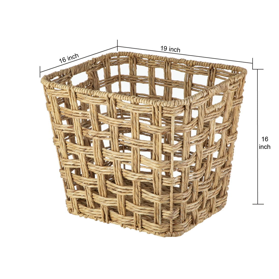 AVERO™ Extra Large Water Hyacinth Twist Decorative Storage Basket with Handles, 19 in x 16 in x 16 in - AVERO™