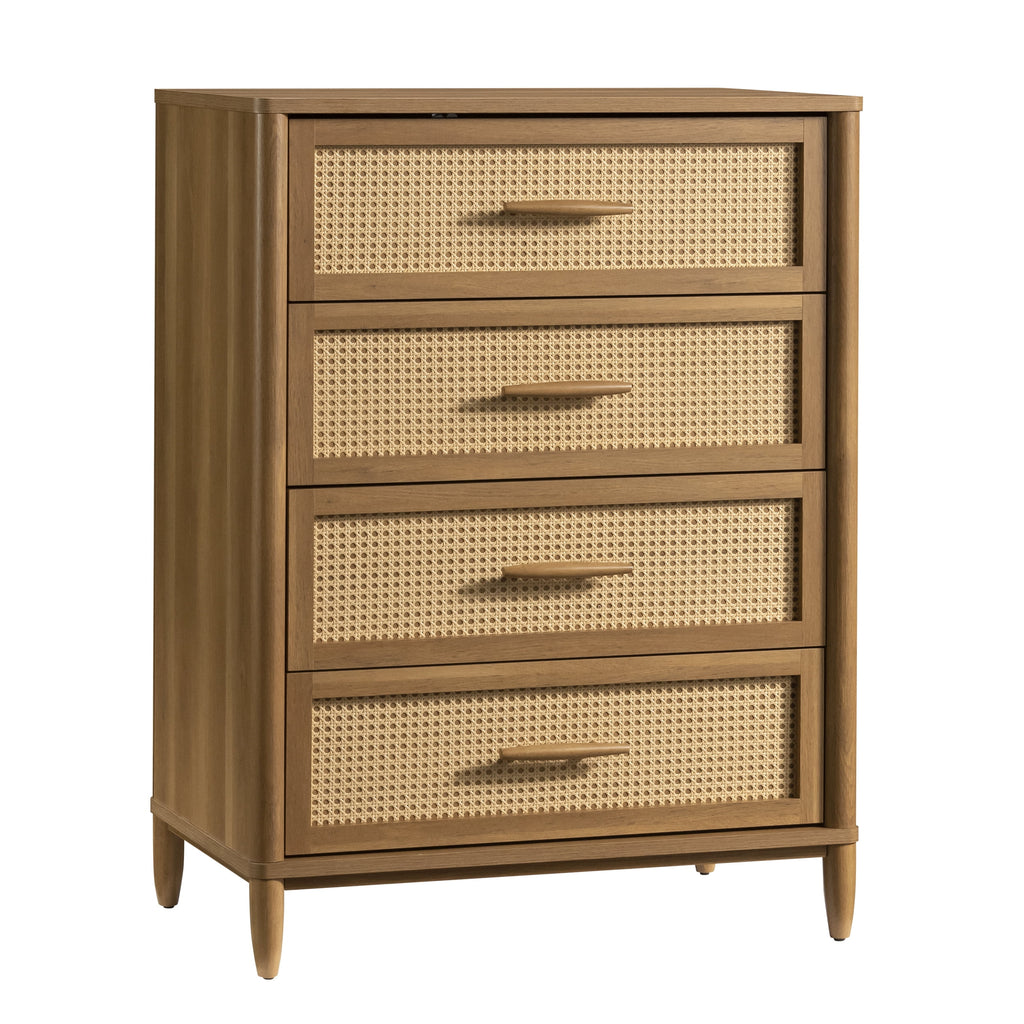 AVERO™ Springwood 4-Drawer Dresser with Caning Look, Light Honey - AVERO™