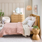 AVERO™ Antique Blush Botanical Double Cloth Cotton Quilt, Full/Queen - AVERO™
