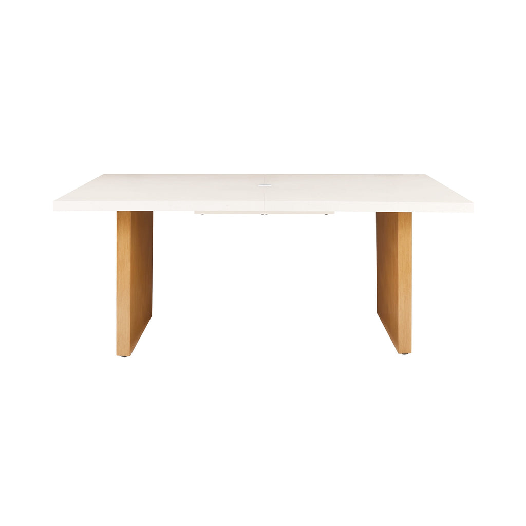 AVERO™ Vista Steel Metal Top Outdoor Dining Table, Cream Stone Metal Top with Teak Legs - AVERO™