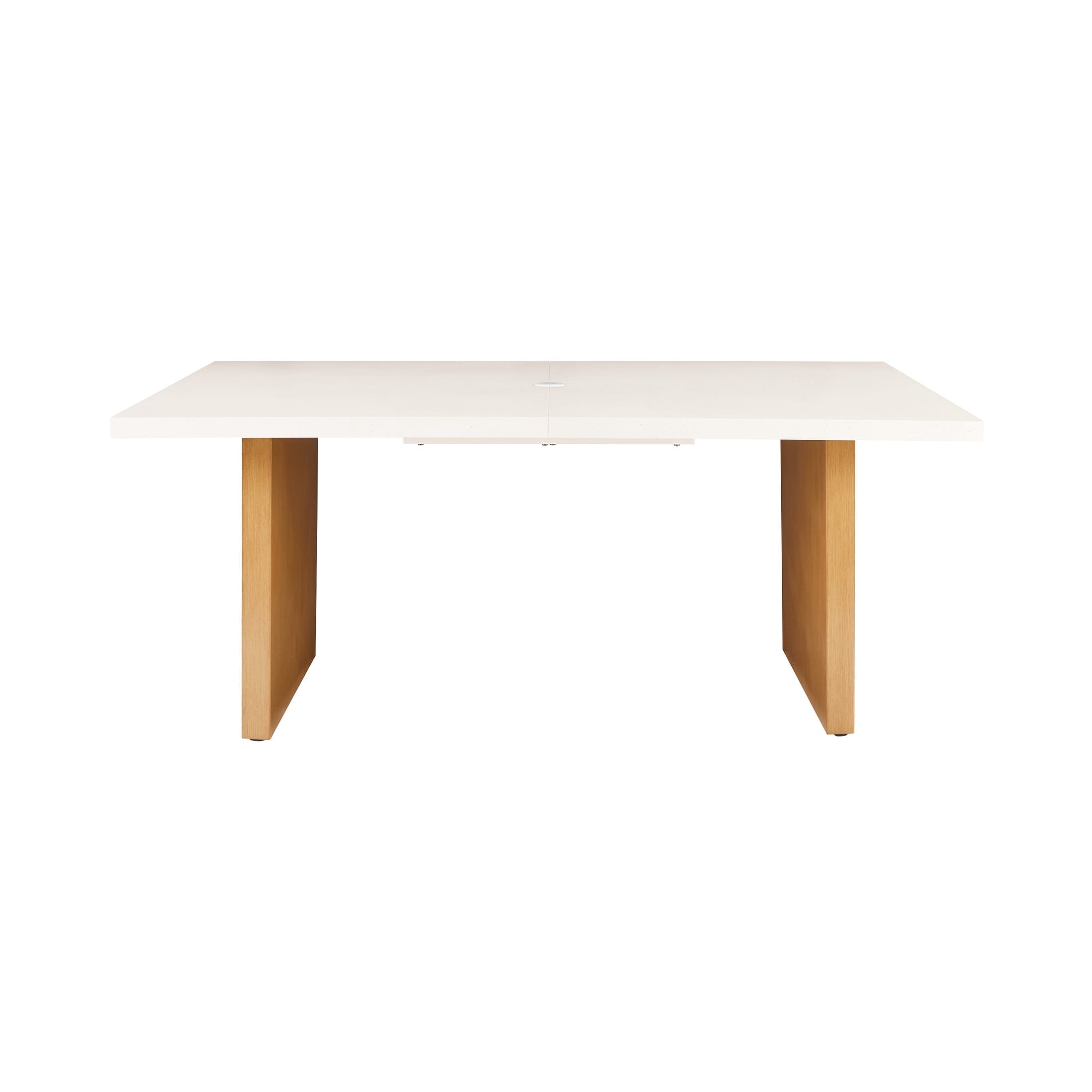 AVERO™ Vista Steel Metal Top Outdoor Dining Table, Cream Stone Metal Top with Teak Legs - AVERO™