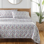 AVERO™ 4-Piece 300 Thread Count Bashful Blooms Cool Cotton Sateen Bed Sheet Set, Queen - Deep Pocket - AVERO™
