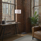 AVERO™ Michelle 71-Inch Metal Arc Floor Lamp with White Fabric Shade and 3-Way Switch - AVERO™