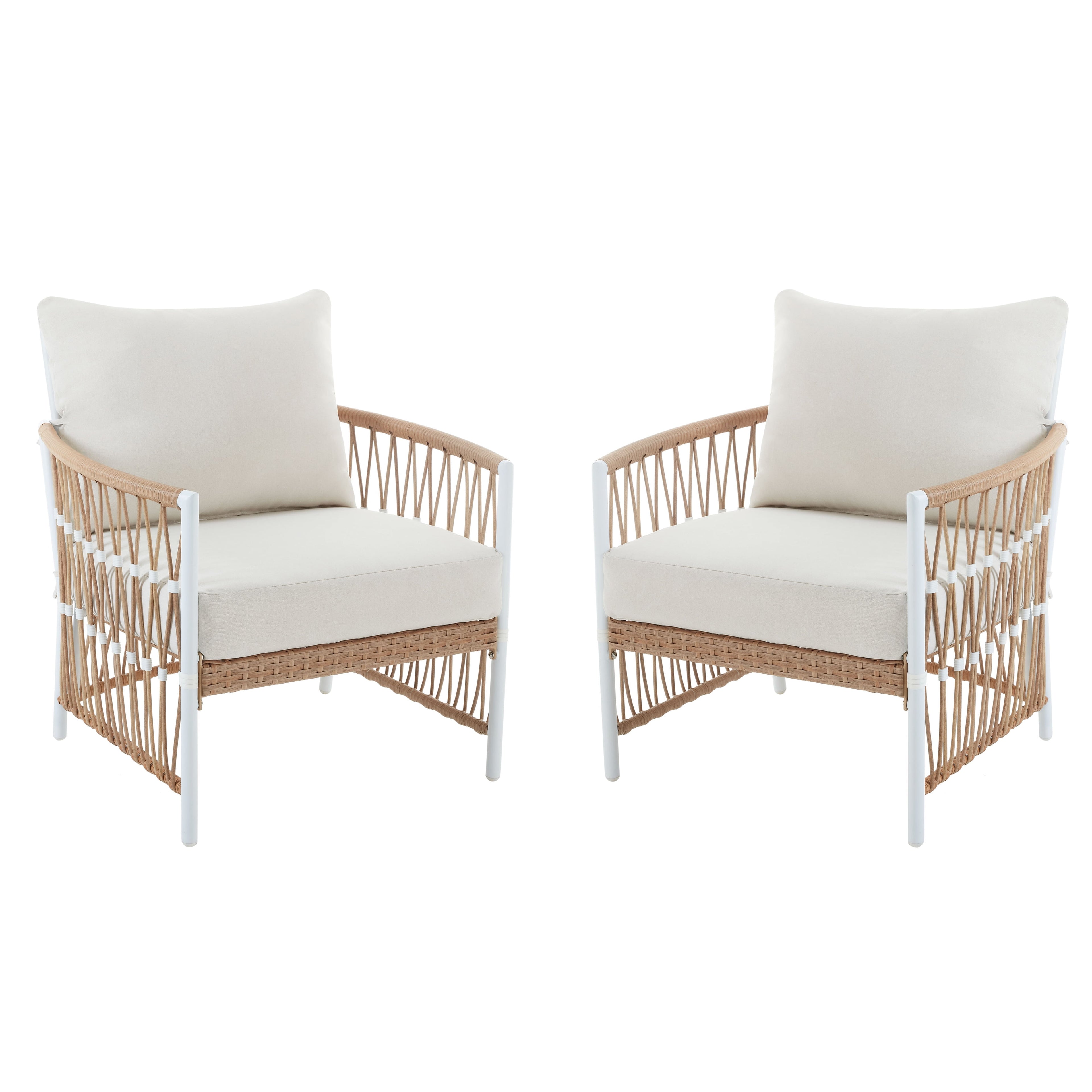 AVERO™ Lilah 2-Pack Outdoor Wicker Lounge Chairs, White - AVERO™