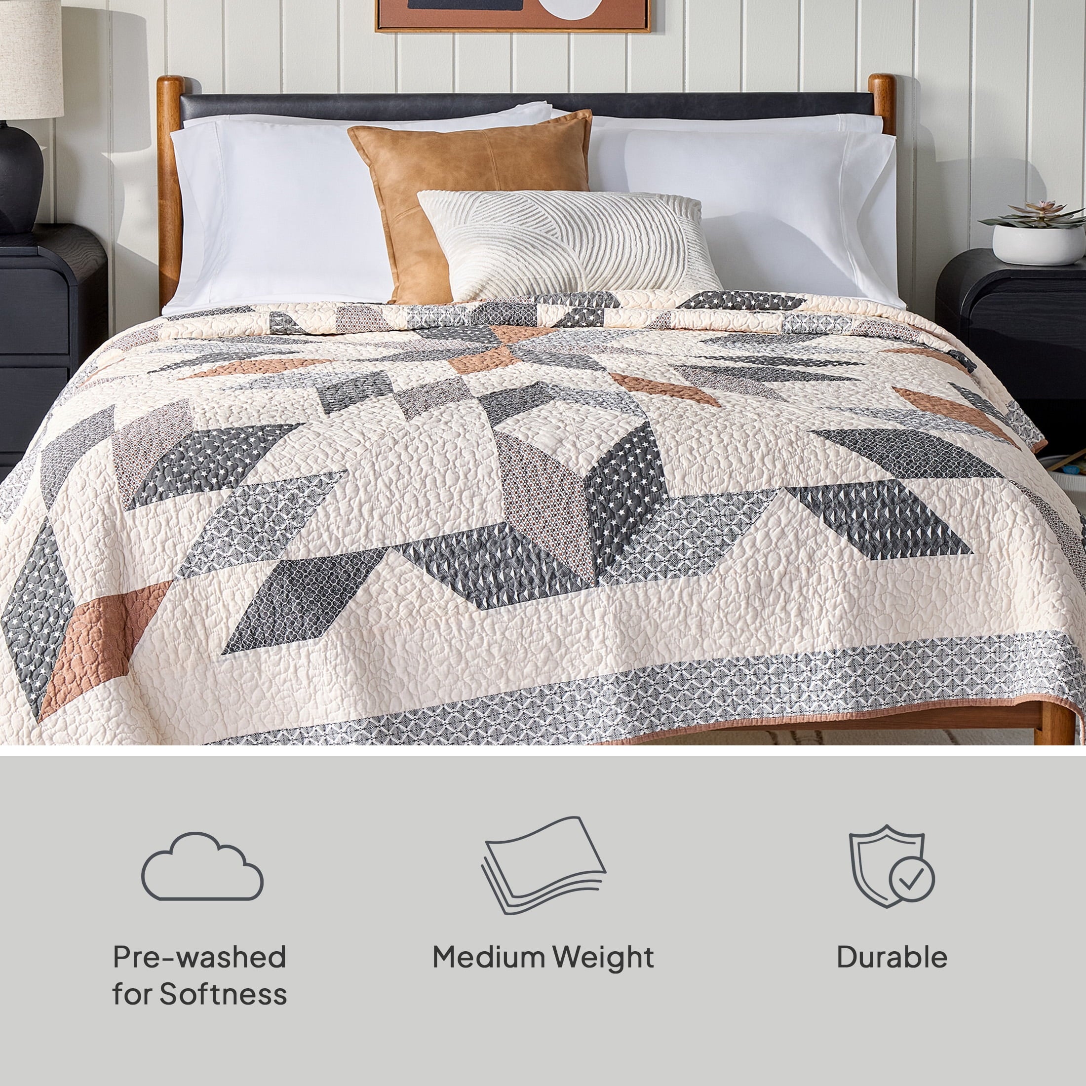 AVERO™ Starburst Patchwork Cotton Quilt, King Bedding - AVERO™