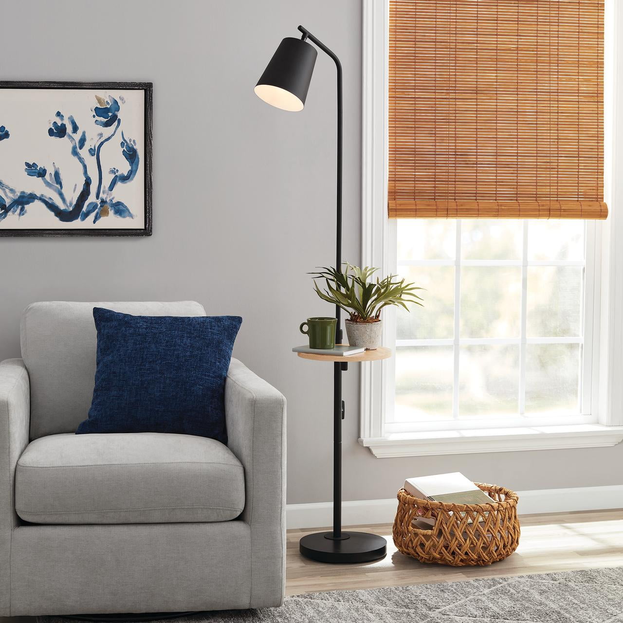 AVERO™ 65" Modern Adjustable Head Matte Black Floor Lamp with Black Conical - AVERO™