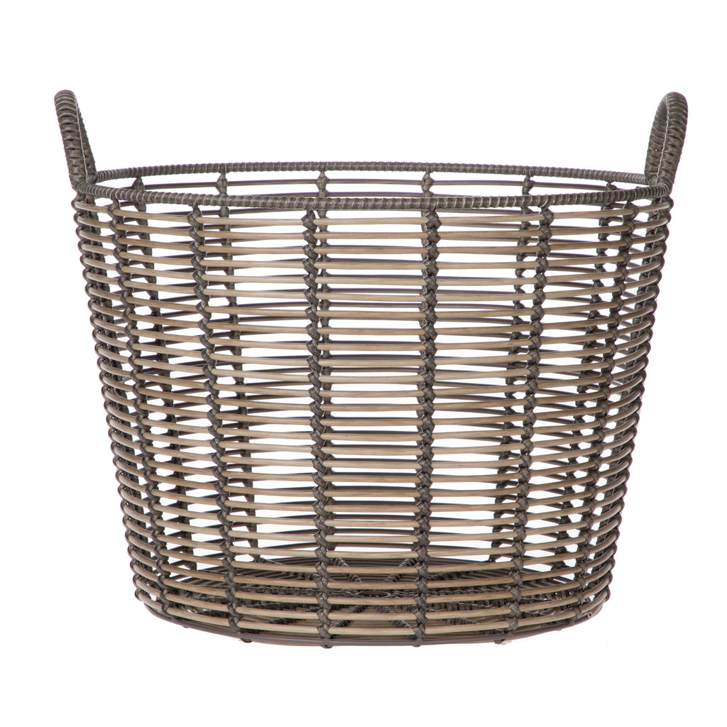 AVERO™ Round Poly Rattan Decorative Storage Basket with Handles, 18.7 in x 16.14 in - AVERO™