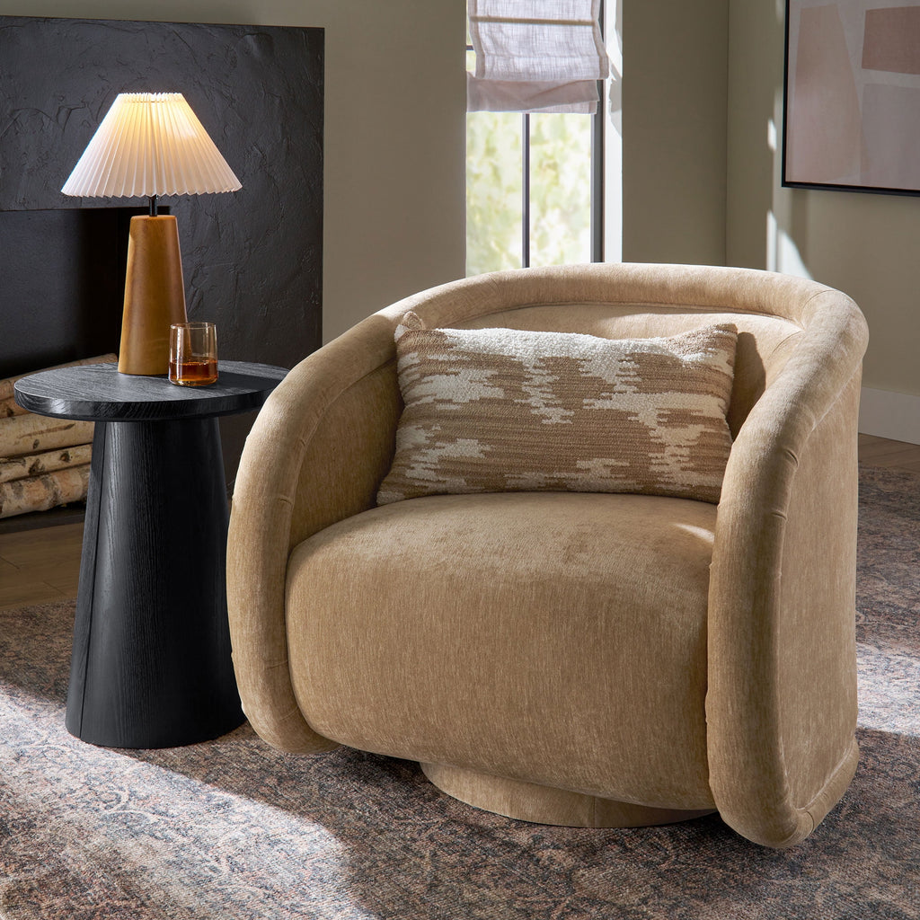 AVERO™ Sienna Swivel Accent Chair, Caramel Velvet Fabric - AVERO™