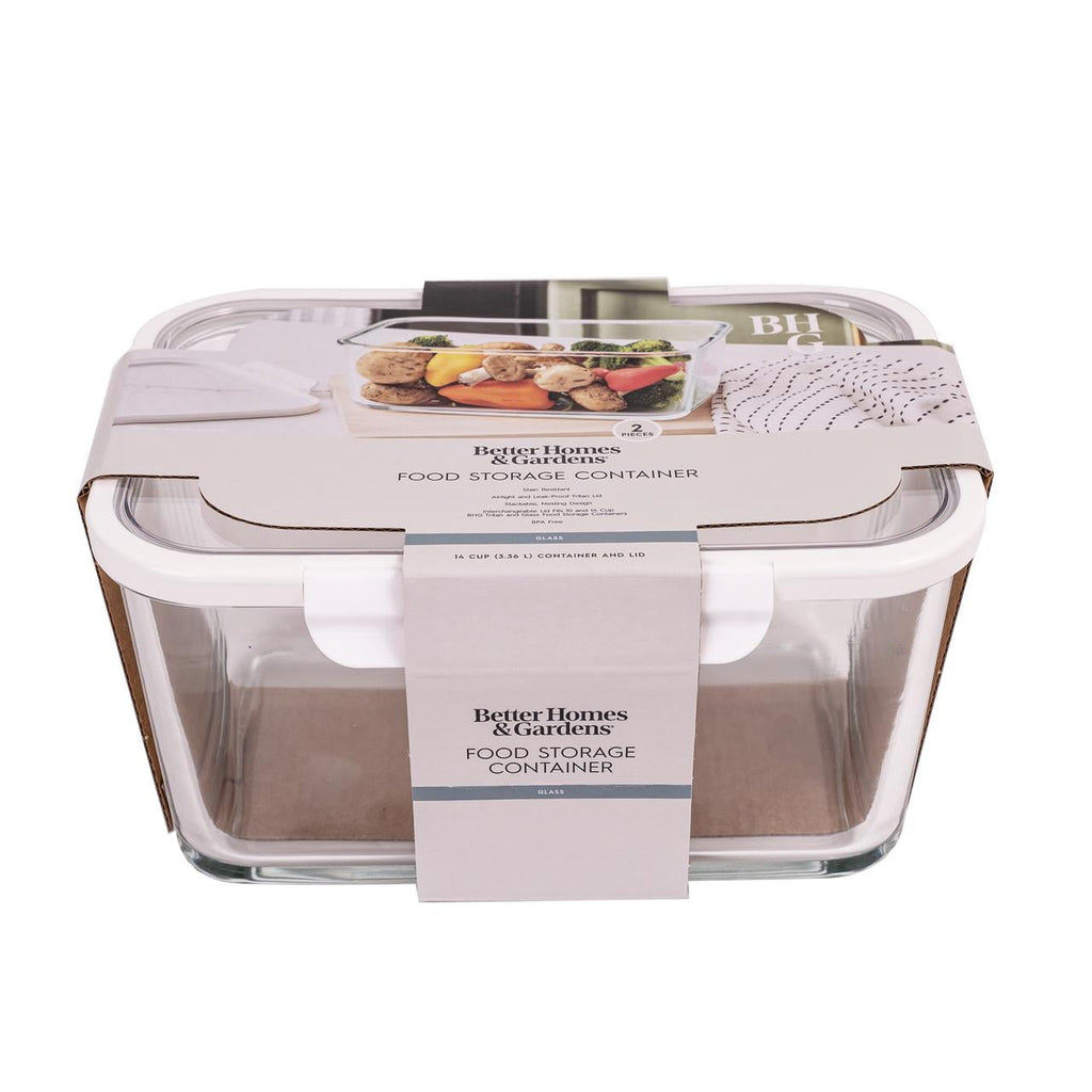 AVERO™ (2 Pack) Better Homes Gardens 14cup Rectangle Glass Food Storage Container with Tritan Lid. Set of 1 2 Pieces Well Suited to Refrigerator Organization - AVERO™
