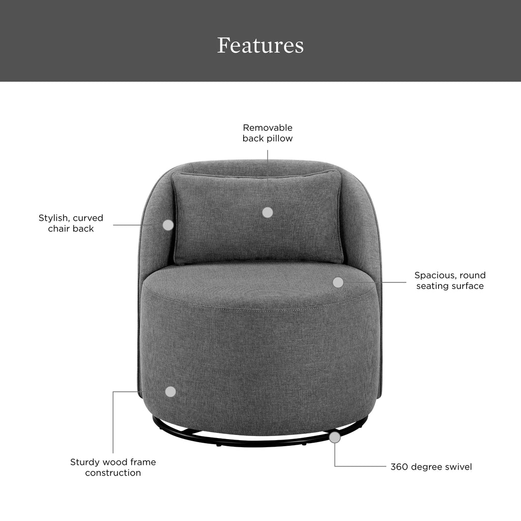 AVERO™ Juliet Modern Arch Swivel Accent Chair, Gray - AVERO™