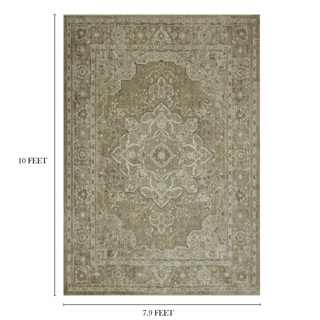 AVERO™ Traditional Plush Beige Medallion Indoor Area Rug, 7' 9" x 10' - AVERO™