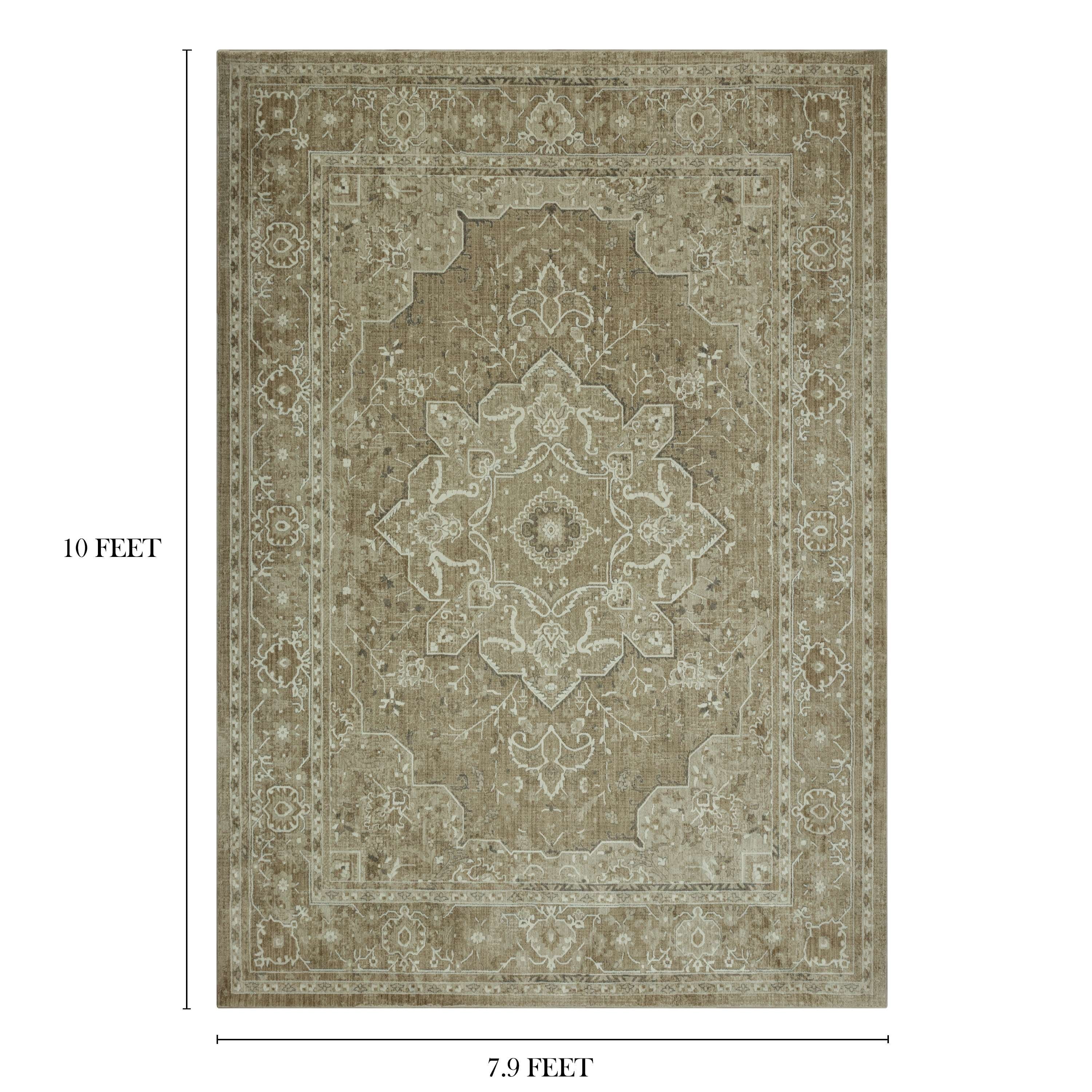 AVERO™ Traditional Plush Beige Medallion Indoor Area Rug, 7' 9" x 10' - AVERO™