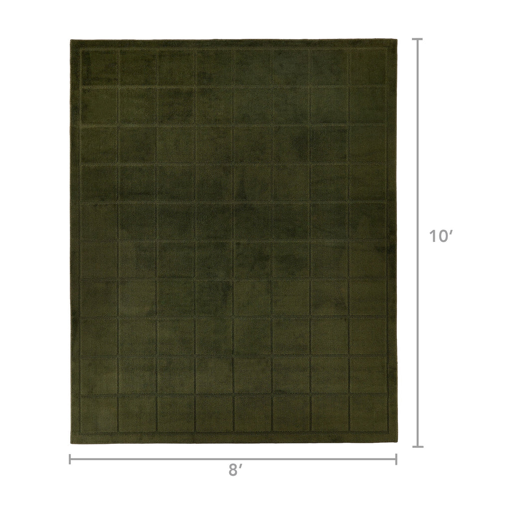 AVERO™ Solid High Low Tufted Grid Dark Green Indoor Area Rug, 8' x 10' - AVERO™