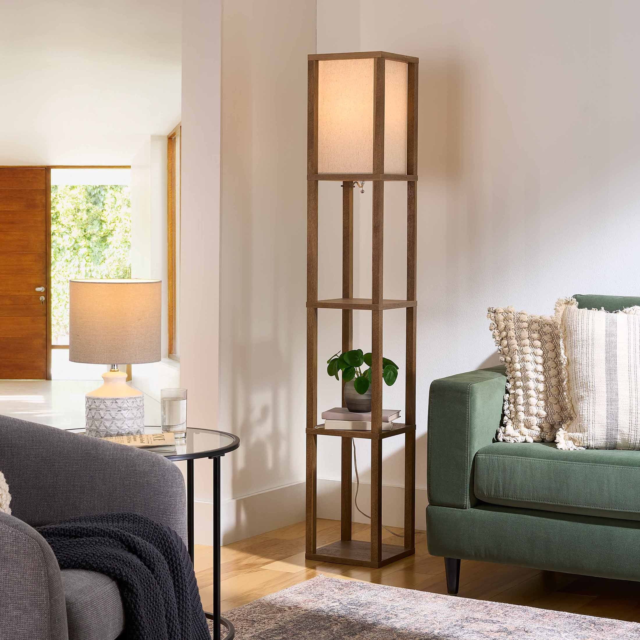 AVERO™ 62.25" Modern Pull Chain Weathered Floor Lamp with Natural Square Shade - AVERO™