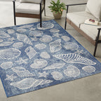 AVERO™ 5' x 7' Blue Seashell Outdoor Rug - AVERO™