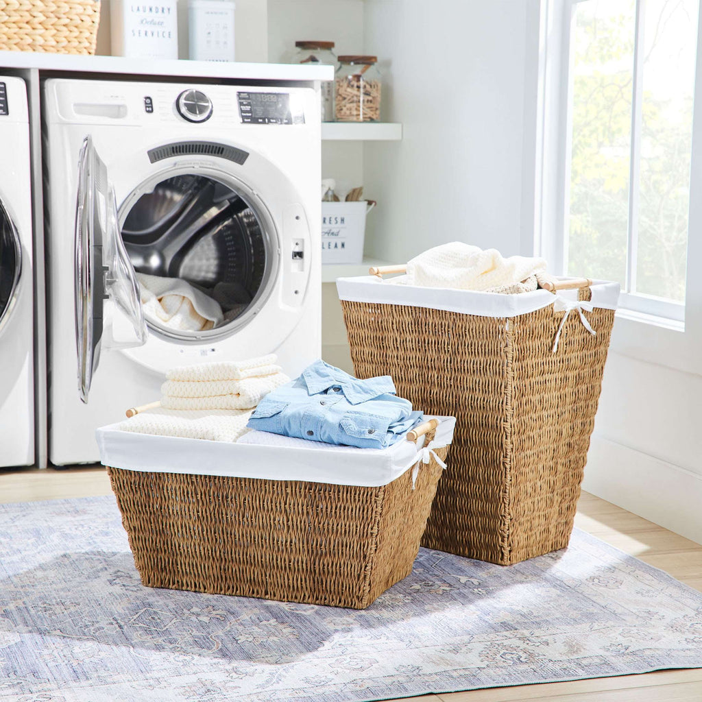 AVERO™ Resin Poly Rattan Laundry Basket with Liner, Adult - AVERO™