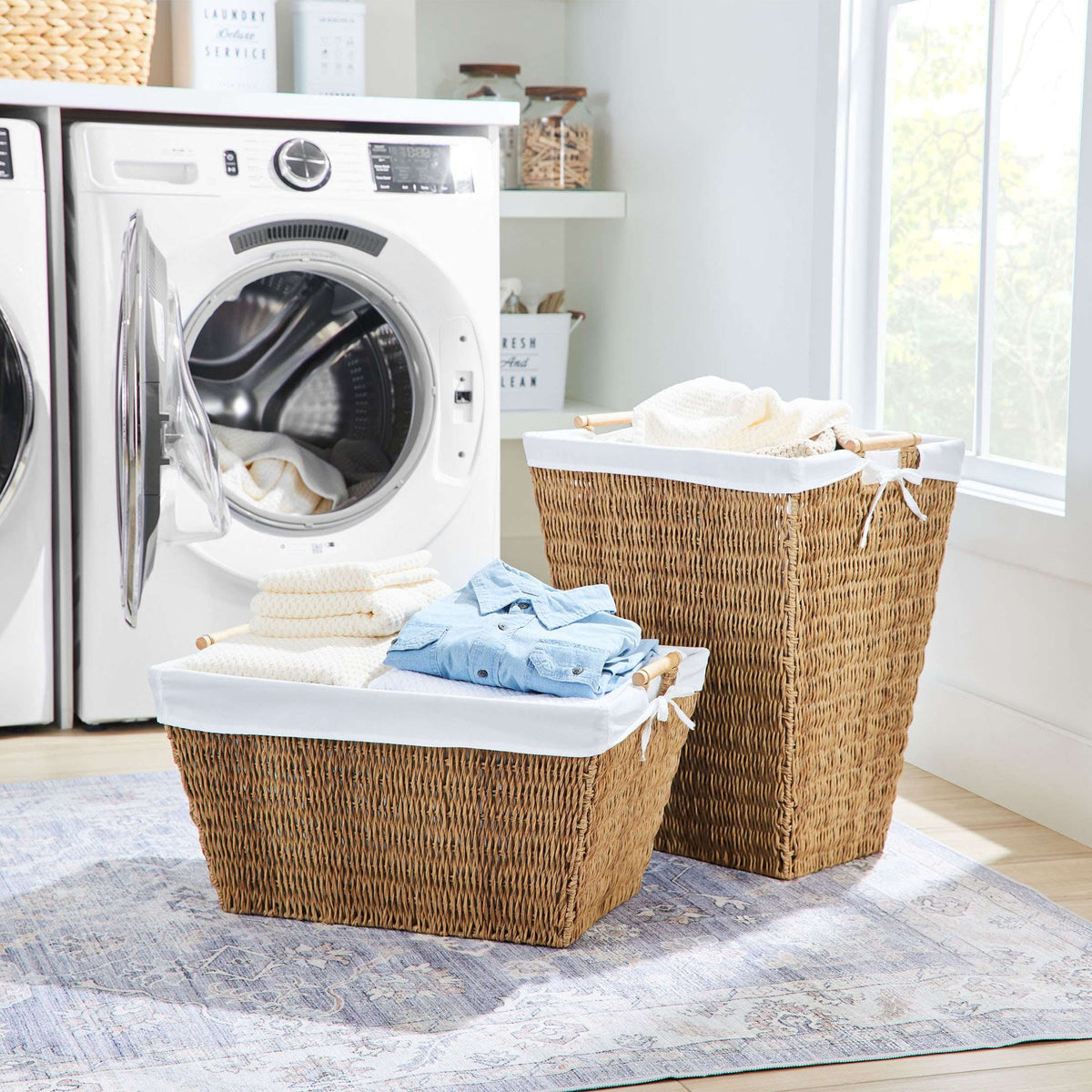 AVERO™ Resin Poly Rattan Laundry Basket with Liner, Adult - AVERO™