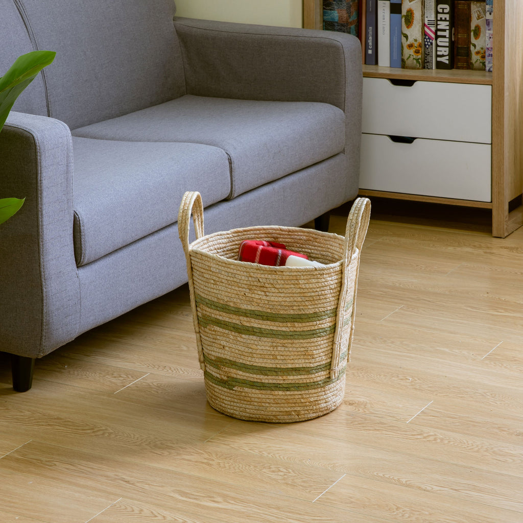 AVERO™ Natural Maize Colored Stripe Basket, Green, Large - AVERO™